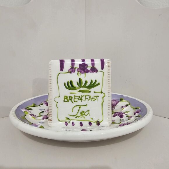 Vintage - Lady Jayne LTD - Ceramic Breakfast Tea Bag Resting Plate Violets - Picture 4 of 9